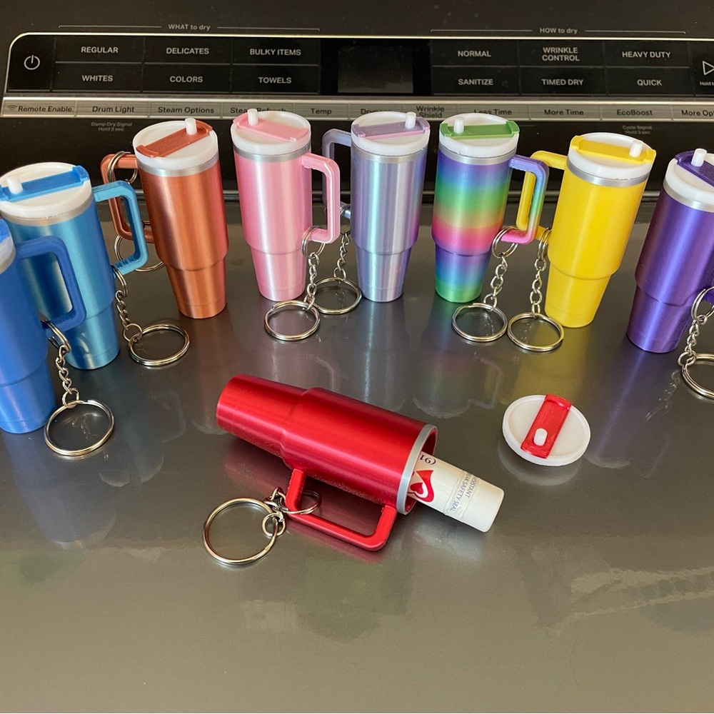 Stanley inspired chapstick holder keychain